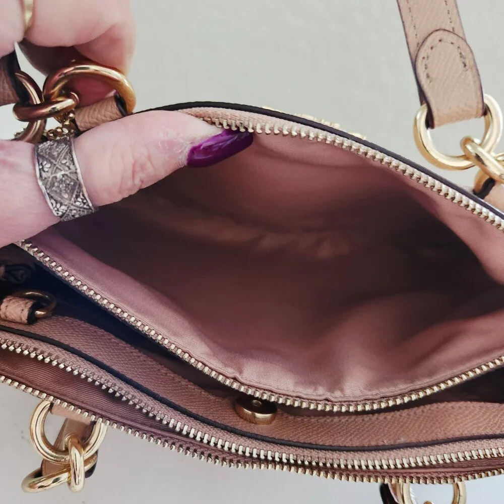 Like New Coach Mini Brooke Blush Leather Shoulder Bag Purse - Picture 15 of 17